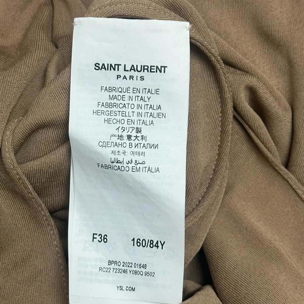 ๐ฏAuthentic SAINT LAURENT Natural Beige Side Knot Gown, Seen on TV on EMMA ROBERT - Picture 14 of 17